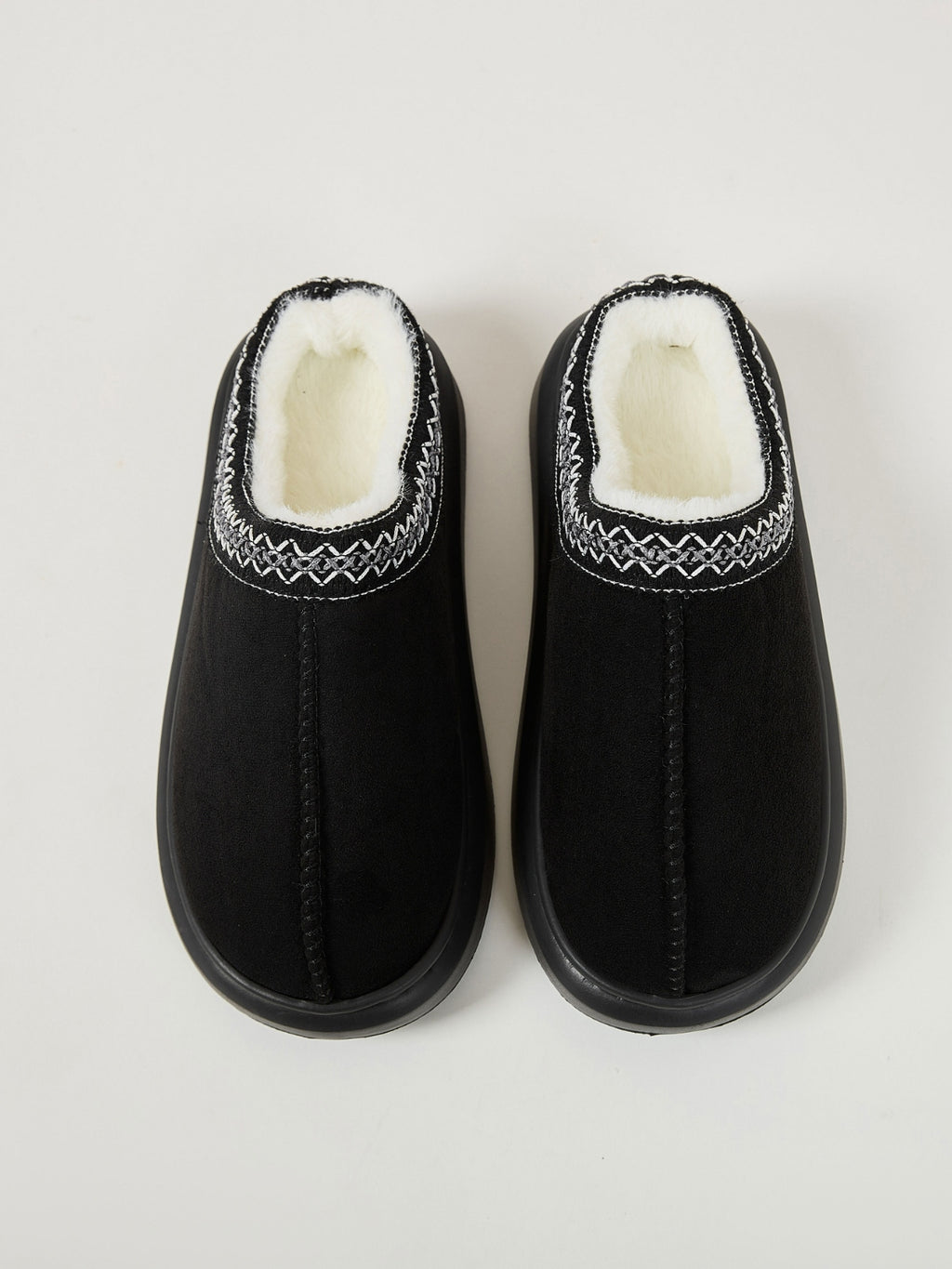 Faux Fur Suede Platform Slippers - Laazaar