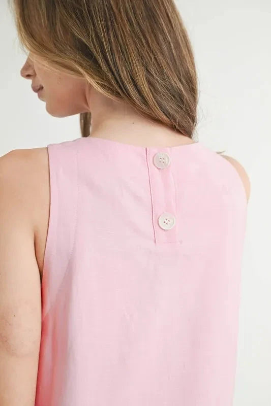 MABLE Linen Mix Side Ric Rac A-Line Mini Dress