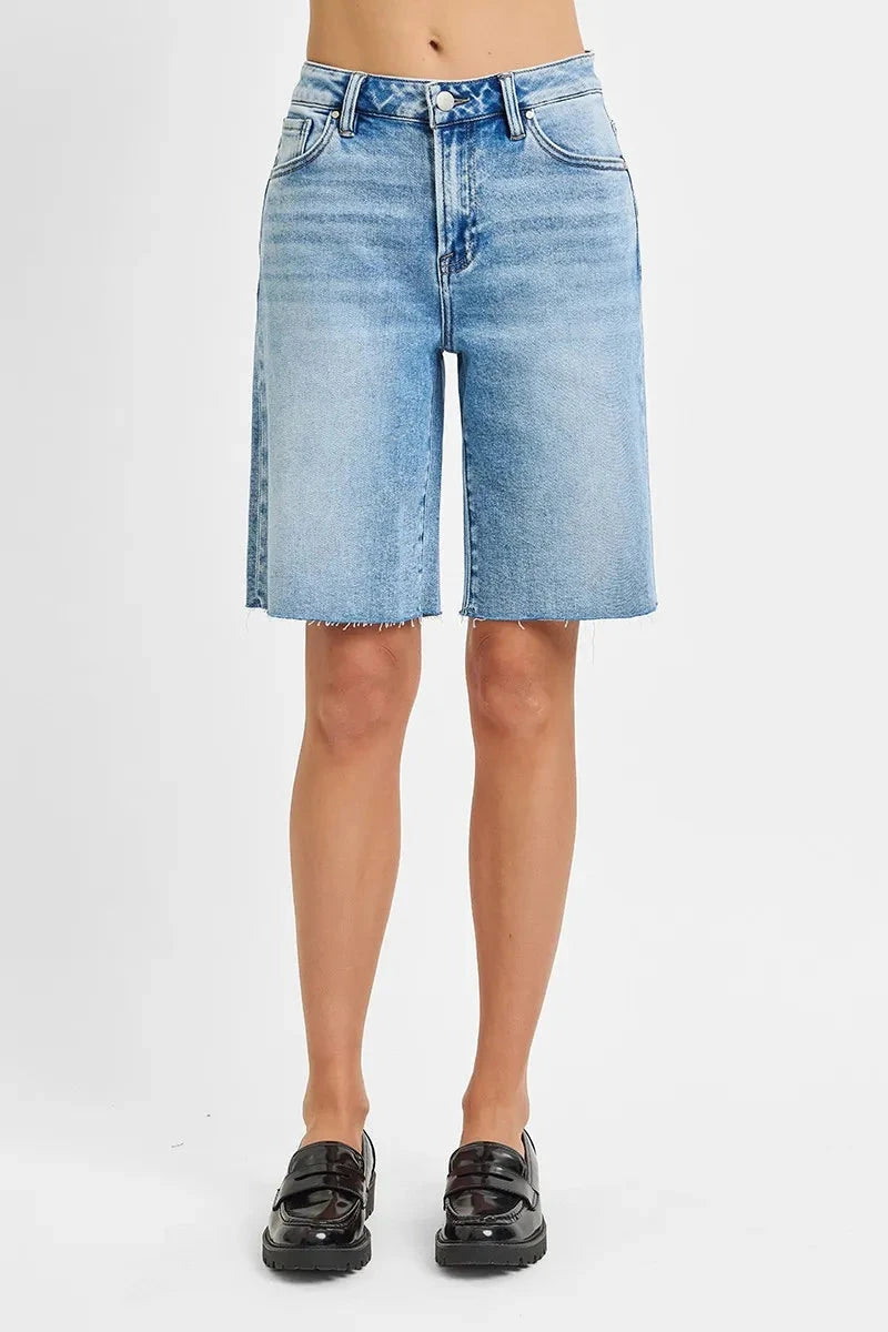 RISEN Full Size High Rise Bermuda Denim Shorts Plus Size
