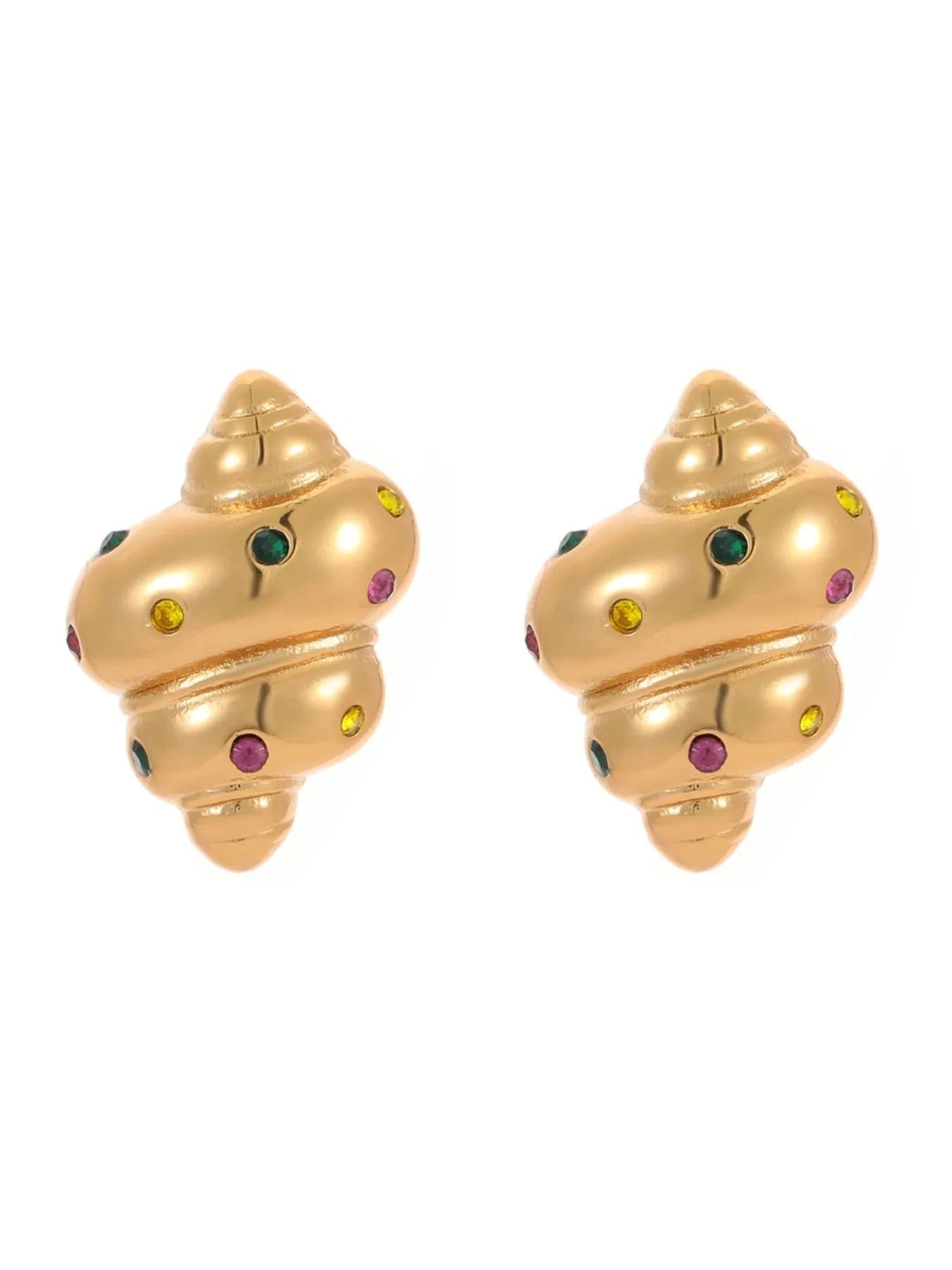 18K Gold-Plated Inlaid Zircon Spiral Earrings