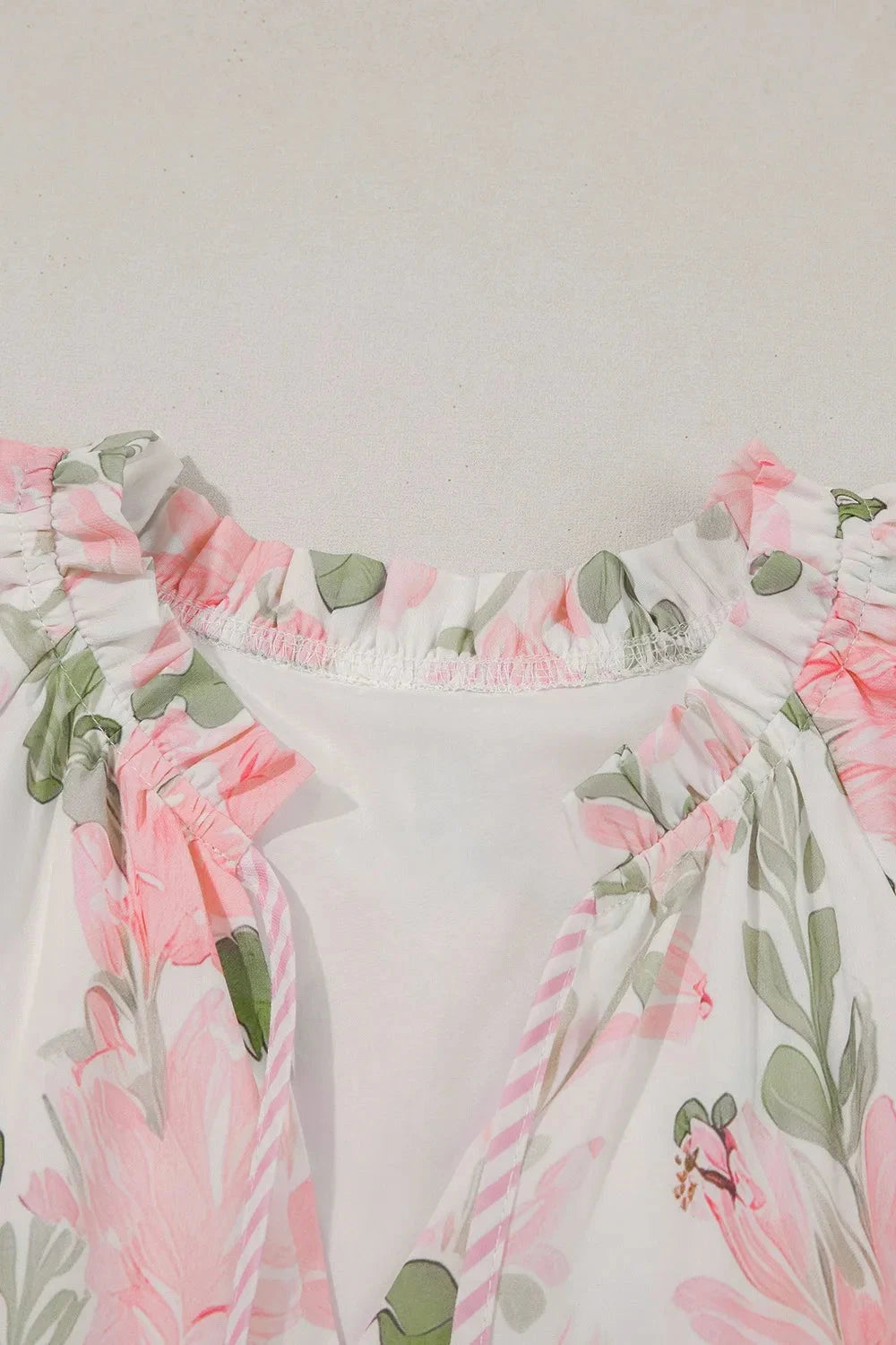 Floral Contrast Edge Layered Short Sleeve Mini Dress