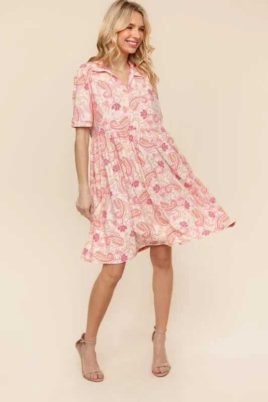 Haptics  Fit and Flare Paisley Print Knit Dress