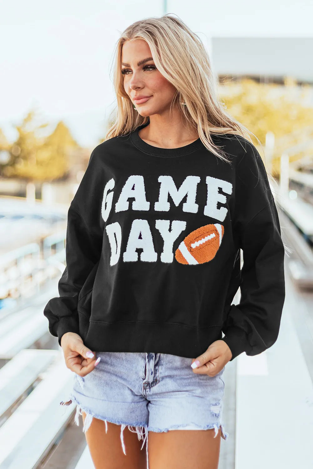 GAME DAY Round Neck Long Sleeve Sweatshirt - Laazaar