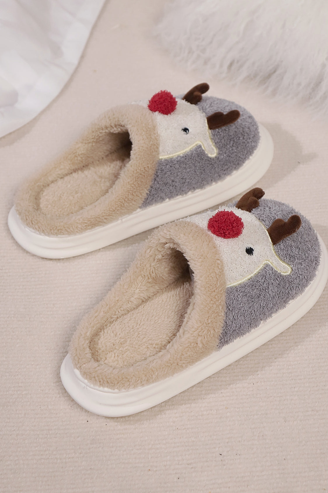 Elk Furry PVC Flat Slippers - Laazaar