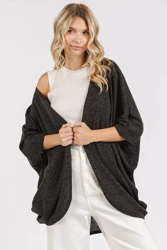 Mittoshop Open Front Batwing Sleeve Cardigan