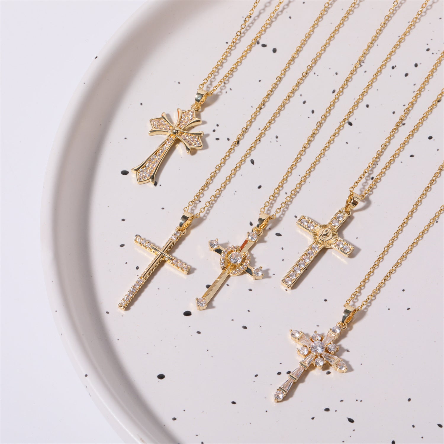 Stainless Steel Inlaid Zircon Cross Necklace - Laazaar