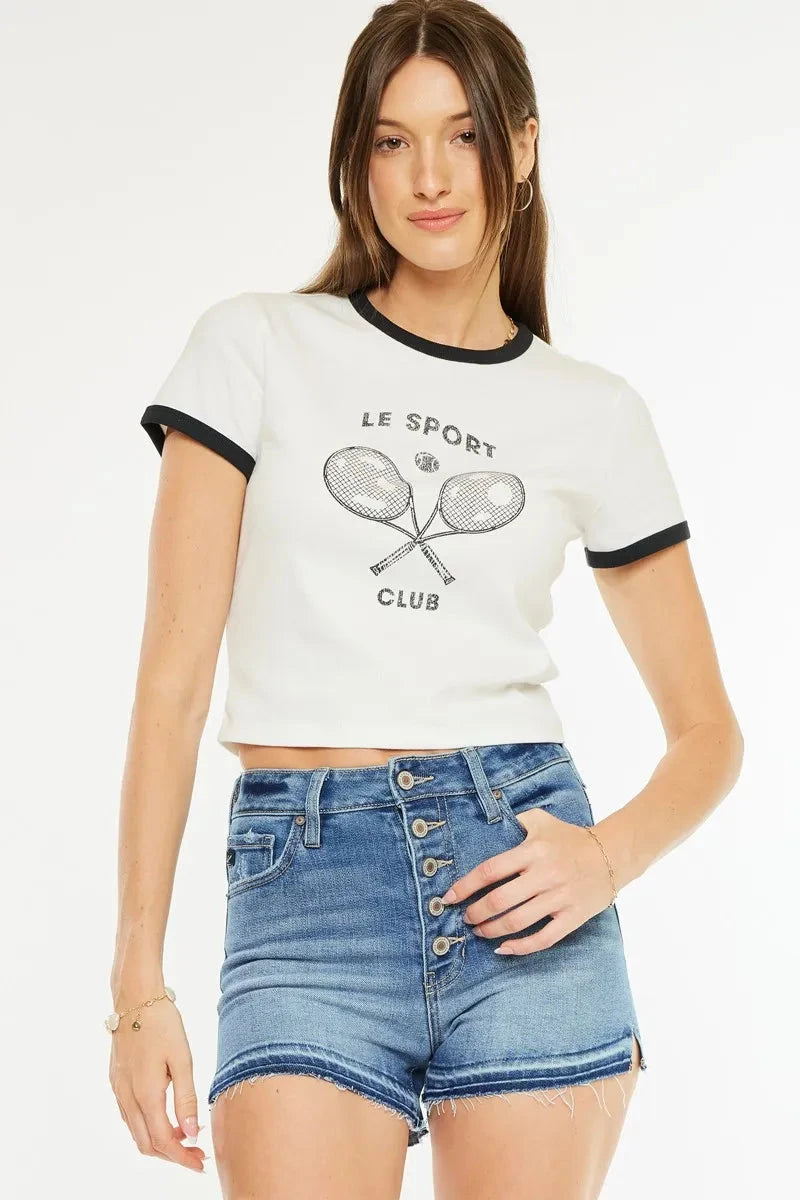 Kancan High Rise Release Hem Denim Shorts