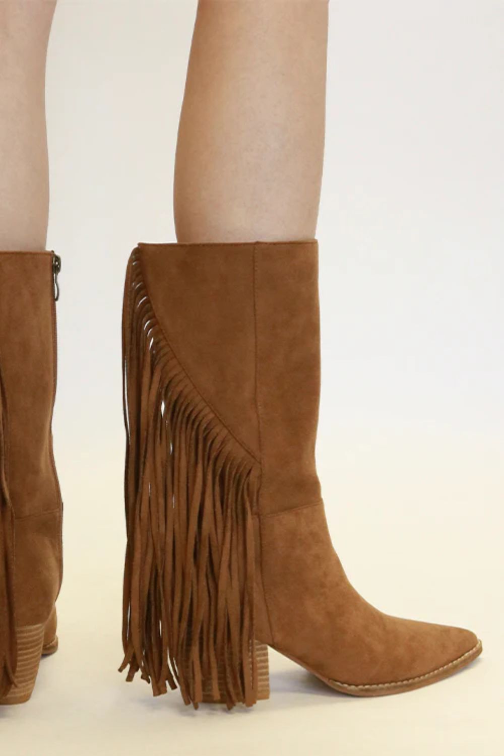 Beast Fashion Suede Fringe Point Toe Boots - Laazaar