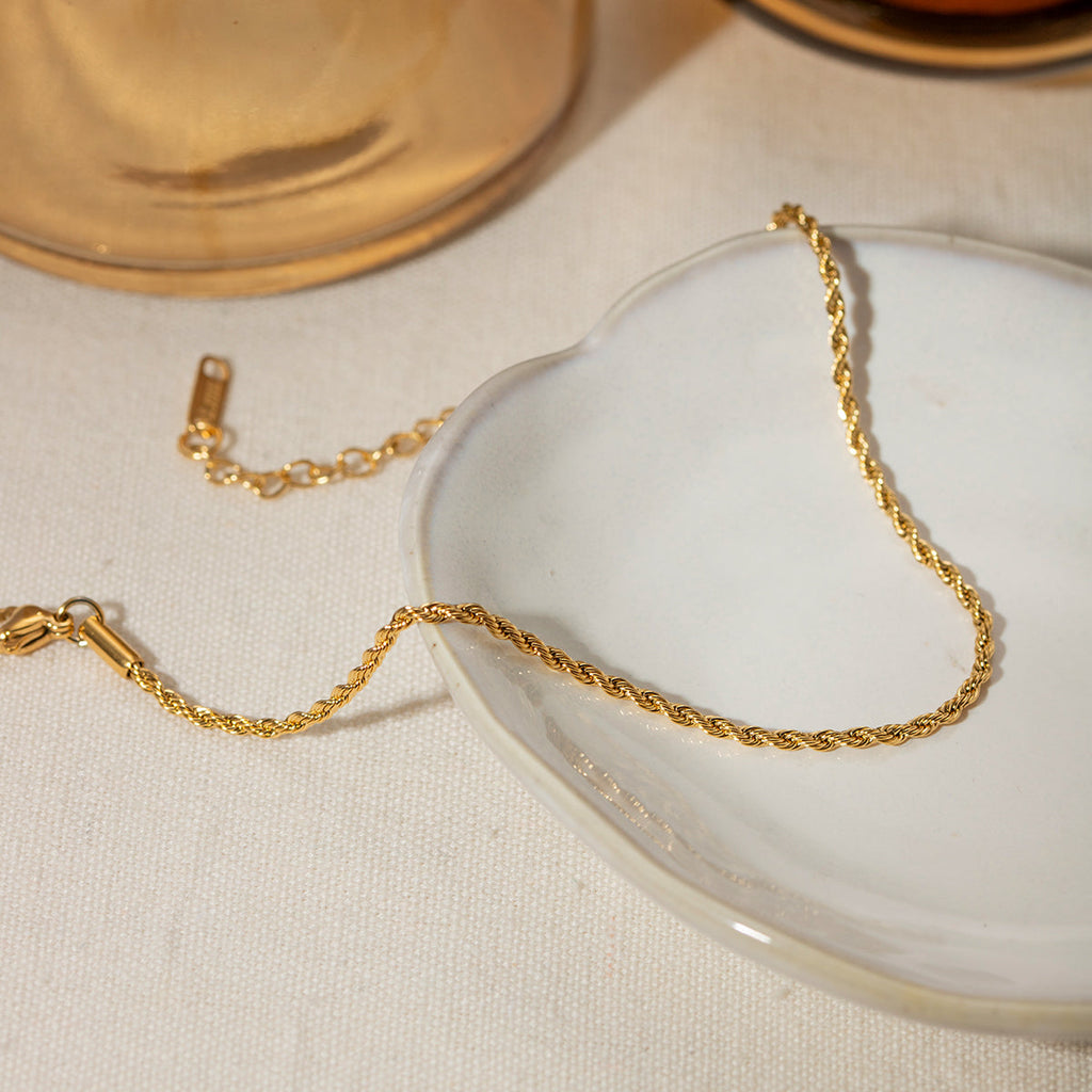 Stainless Steel Twist Chain Ankle Bracelet - Laazaar