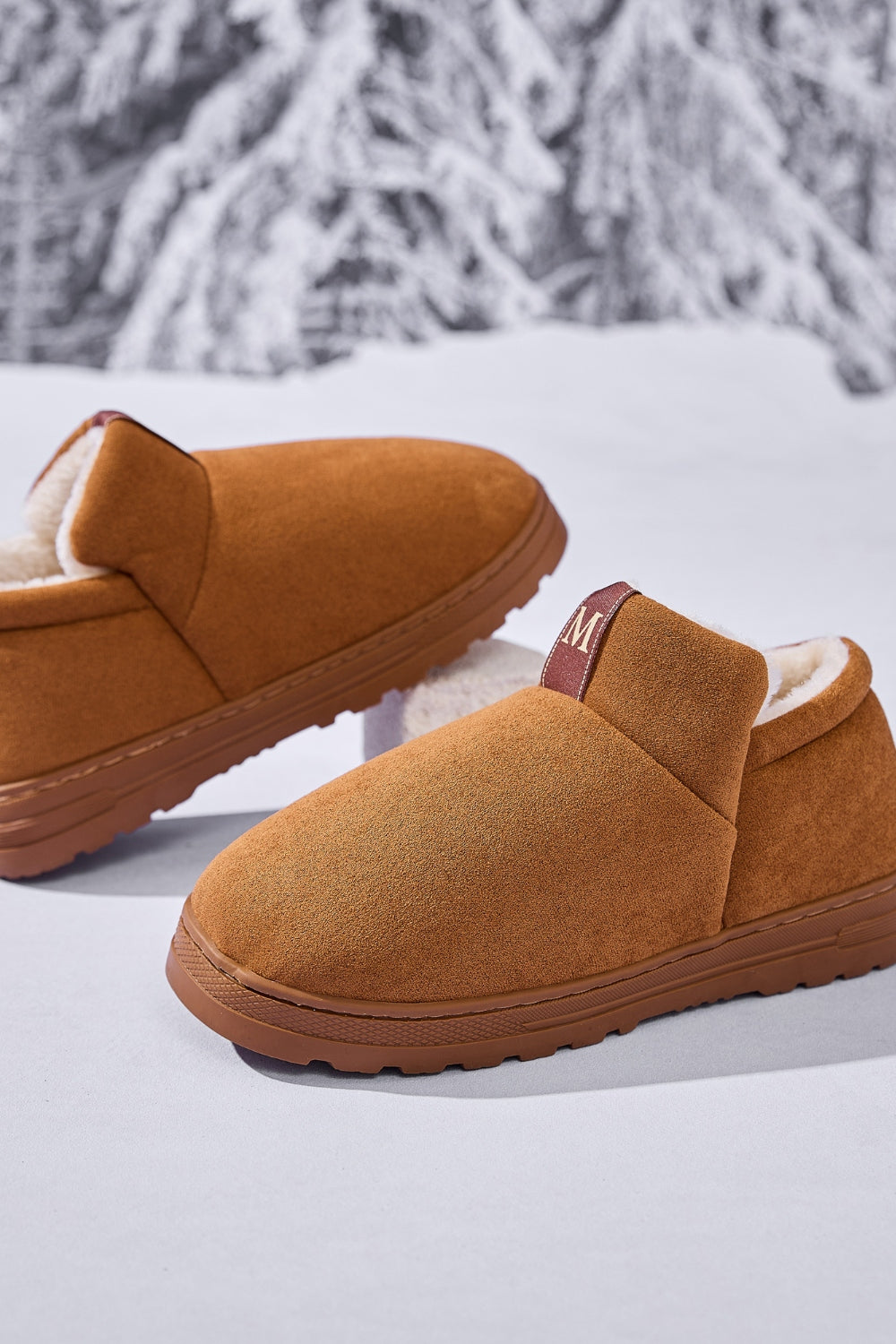 Letter M Suede Round Toe Slippers - Laazaar