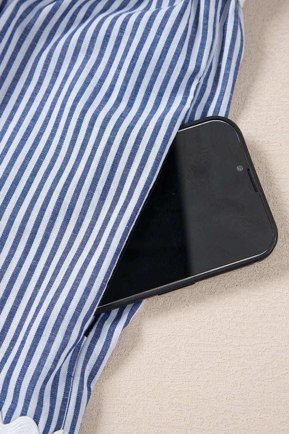 Stripe Sleeveless Notched Ric Rac Mini Dress