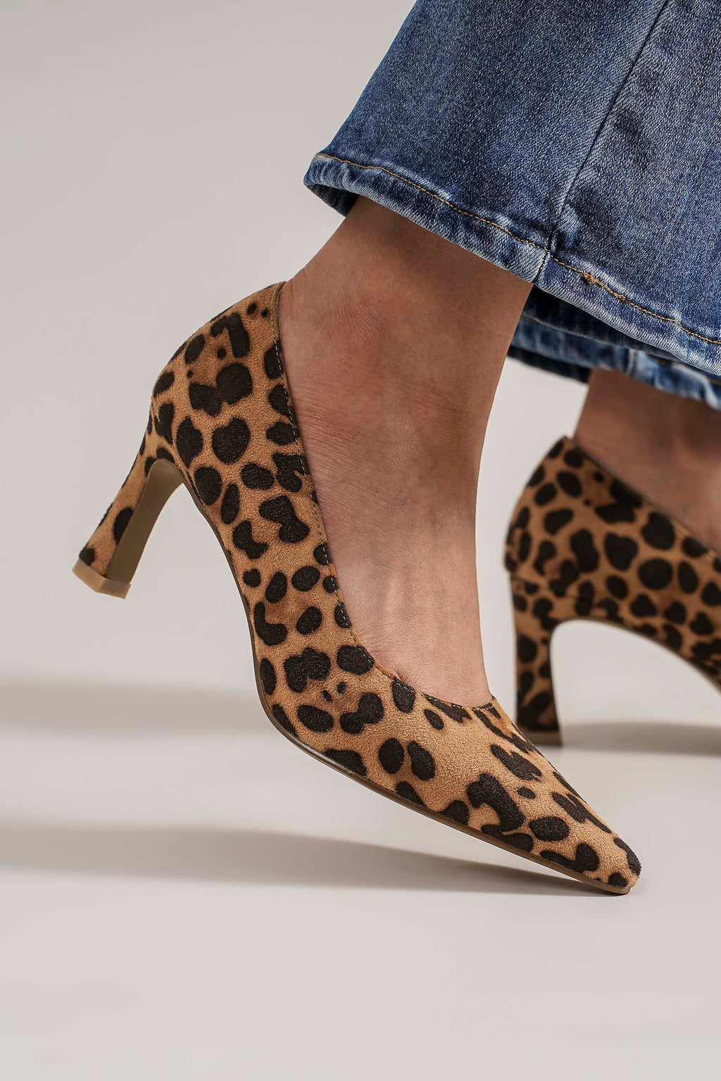 Beast Fashion Faux Suede Leopard Point Toe Pumps - Laazaar