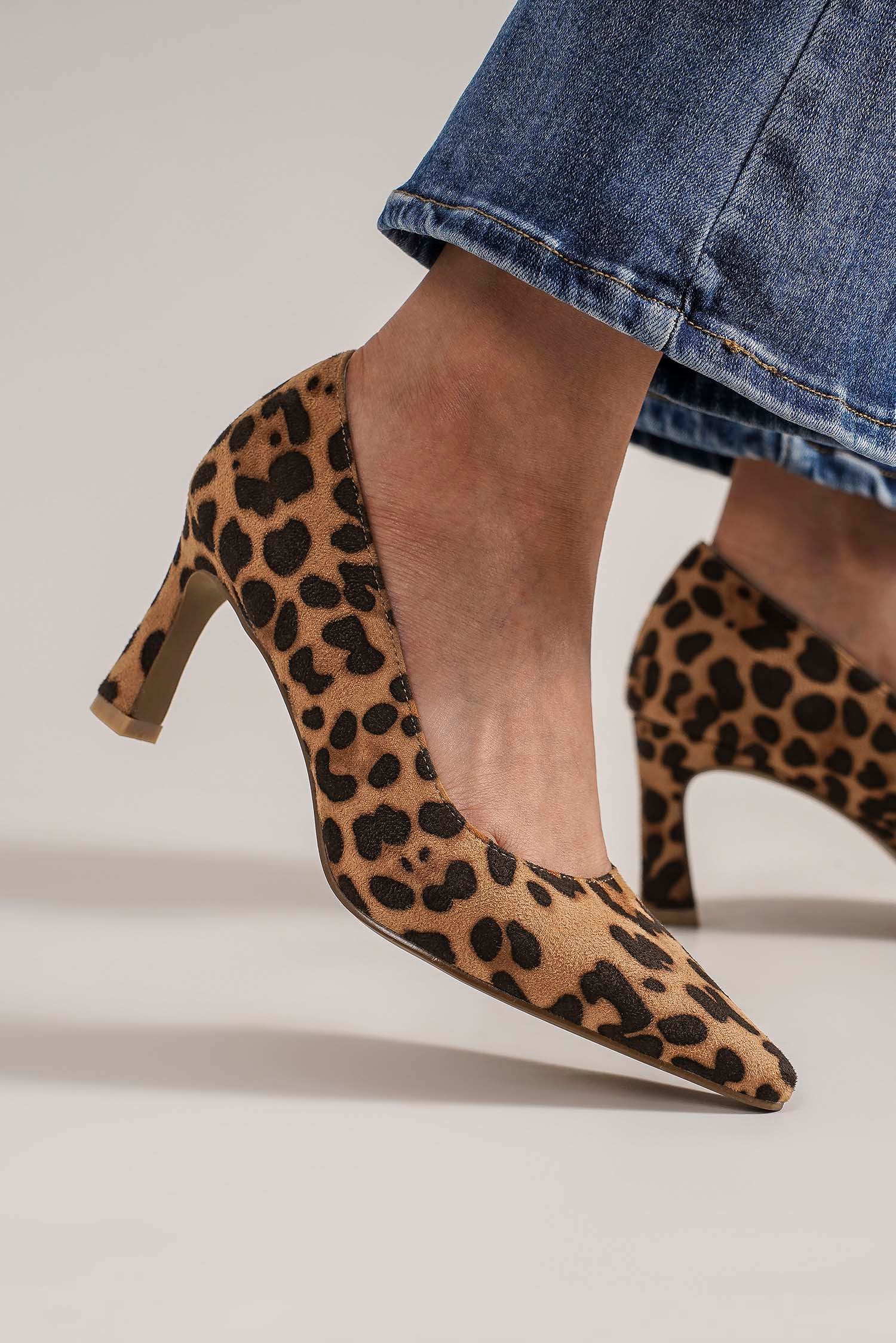 Beast Fashion Faux Suede Leopard Point Toe Pumps - Laazaar