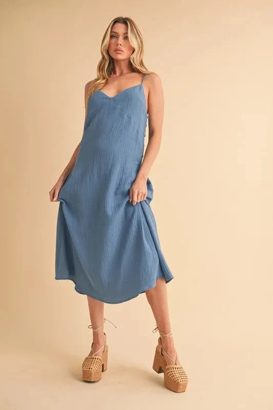 Aemi+Co Side Button Midi Cami Dress