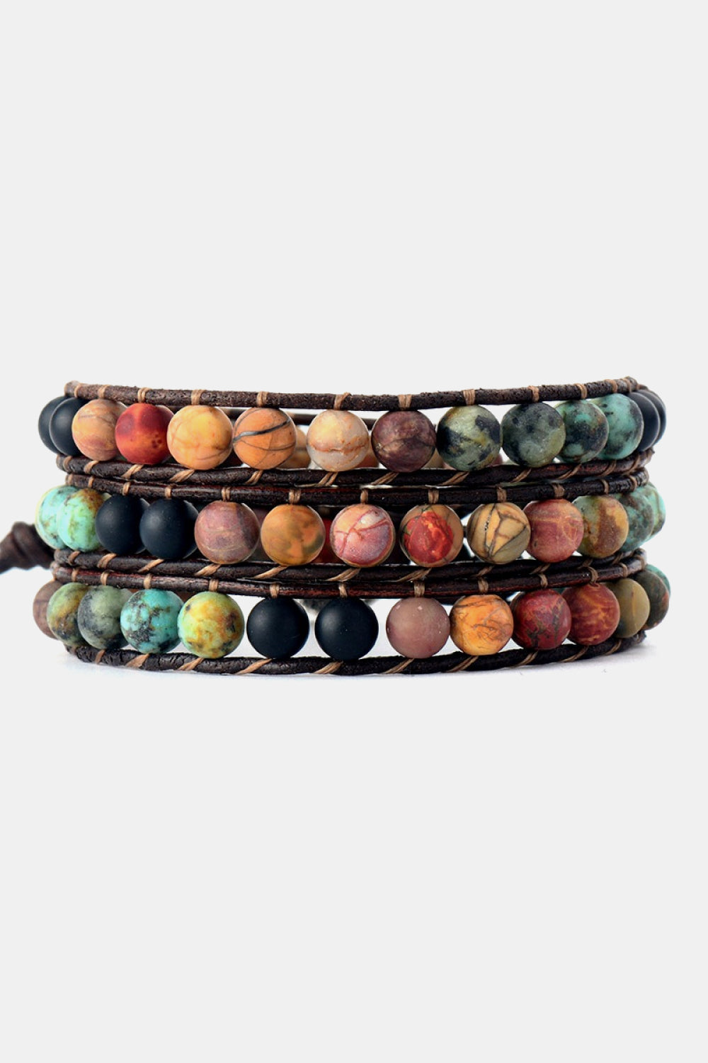 Handmade Triple Layer Beaded Agate Bracelet - Laazaar