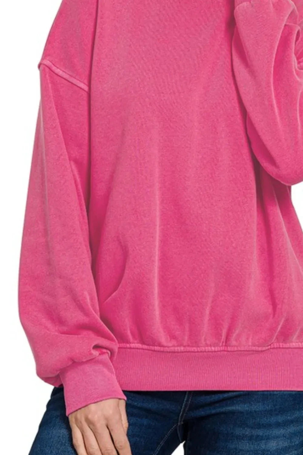 Zenana Soft Fleece Pigment Dye Round-neck Sweatshirts