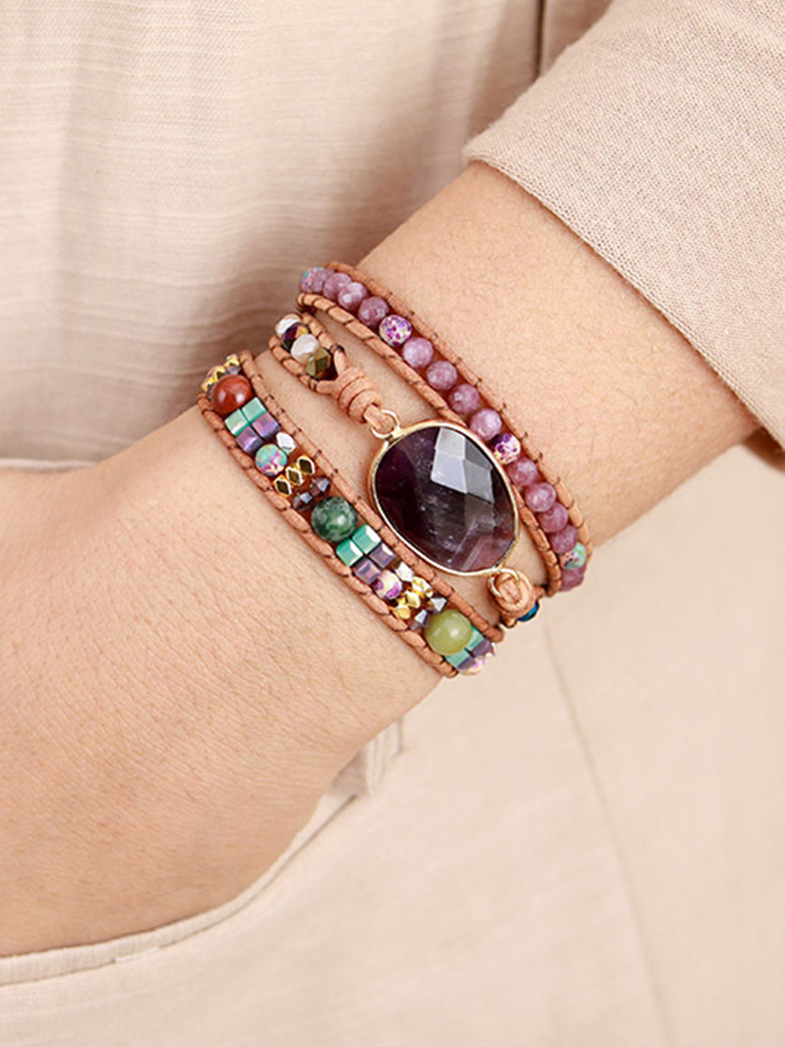 Triple-Layer Amethyst Bracelet - Laazaar