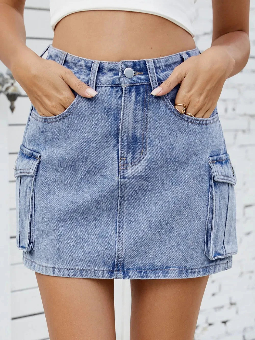 Cargo Denim Skirt