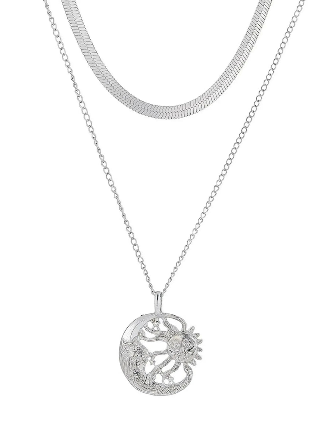 Double Layer Sun Moon Necklace