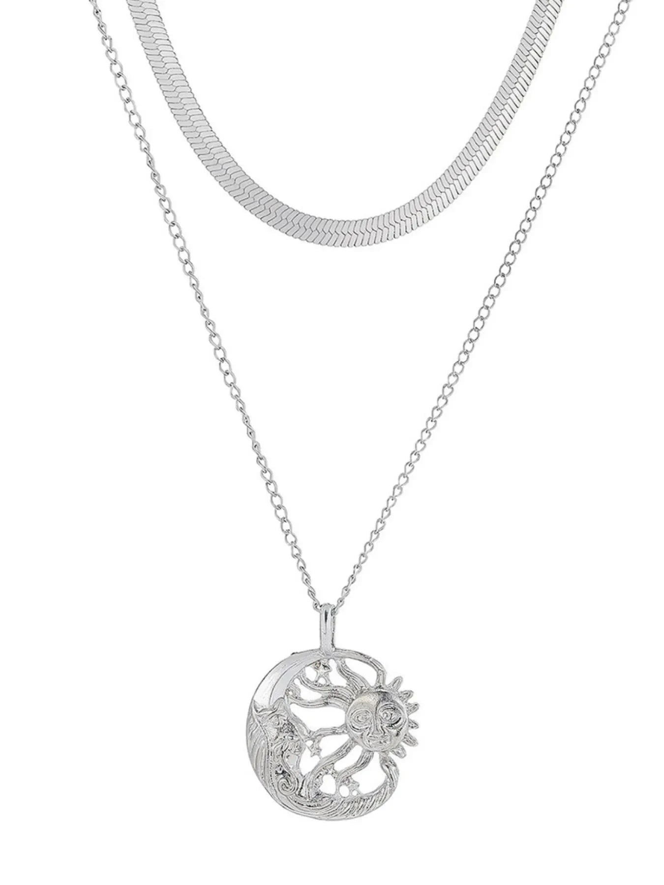 Double Layer Sun Moon Necklace