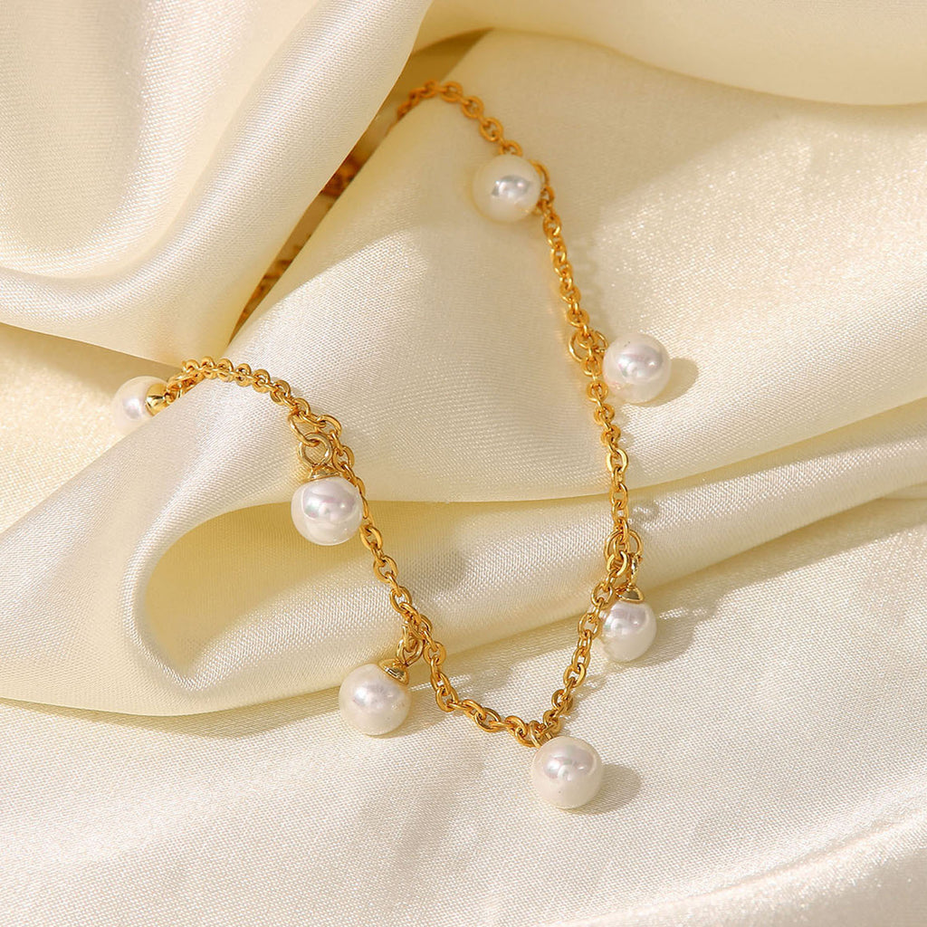 Pearl 18K Gold-Plated Charm Anklet - Laazaar