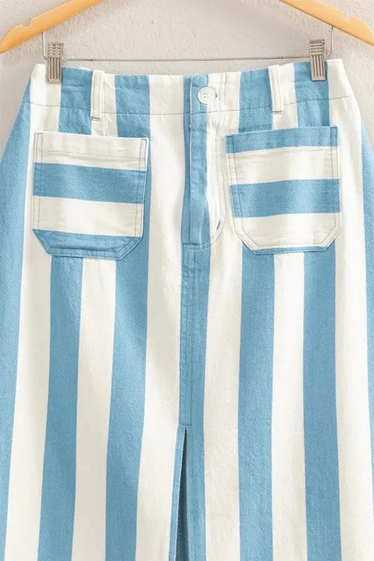 HYFVE Striped Pocket Detail Maxi Skirt