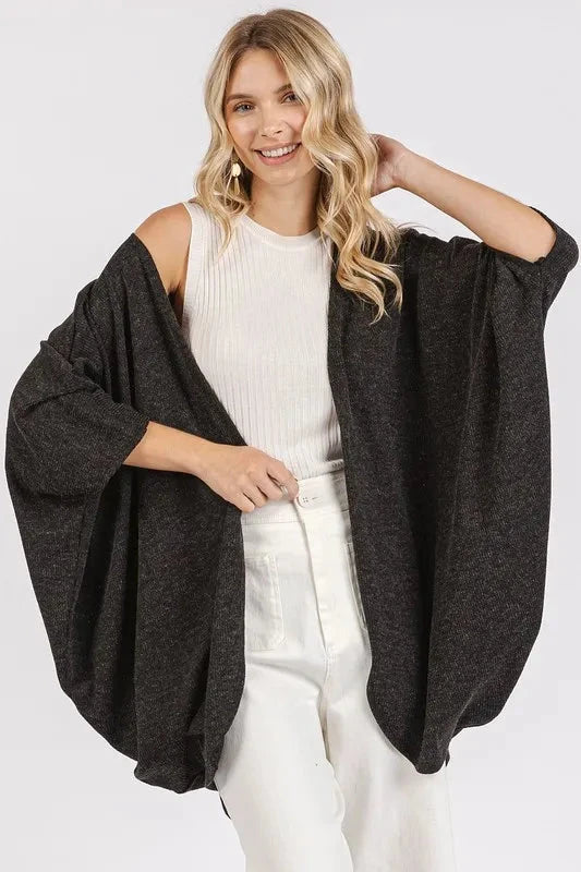 Mittoshop Open Front Batwing Sleeve Cardigan
