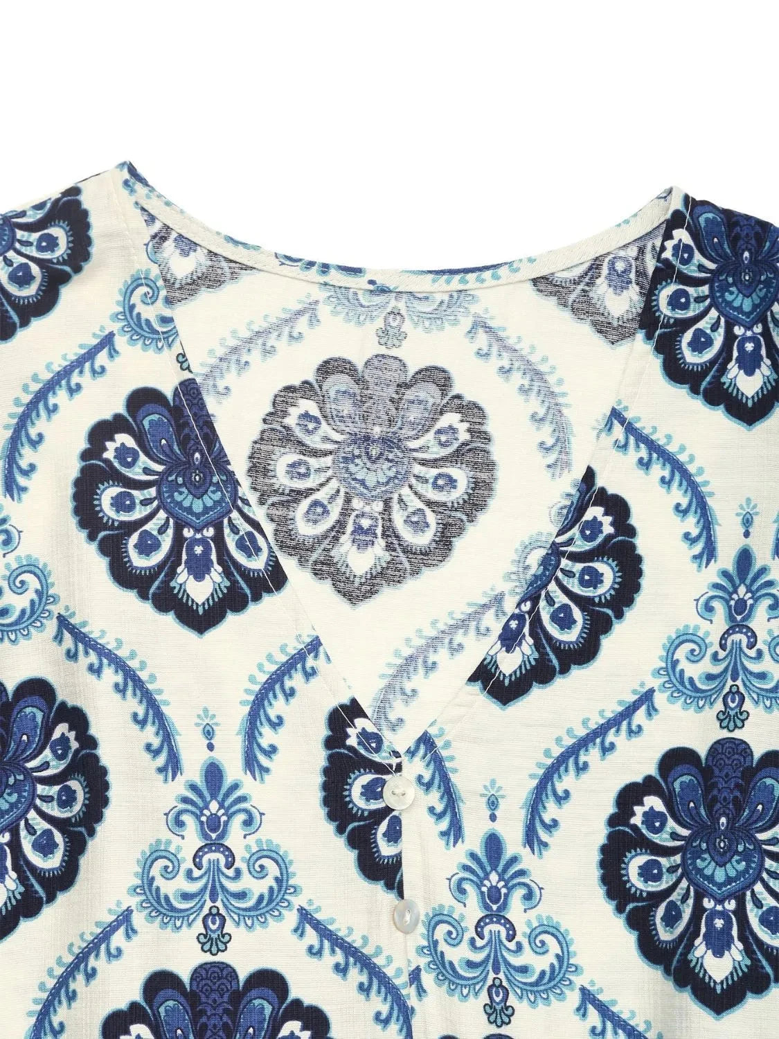 Printed V-Neck Cap Sleeve Dress