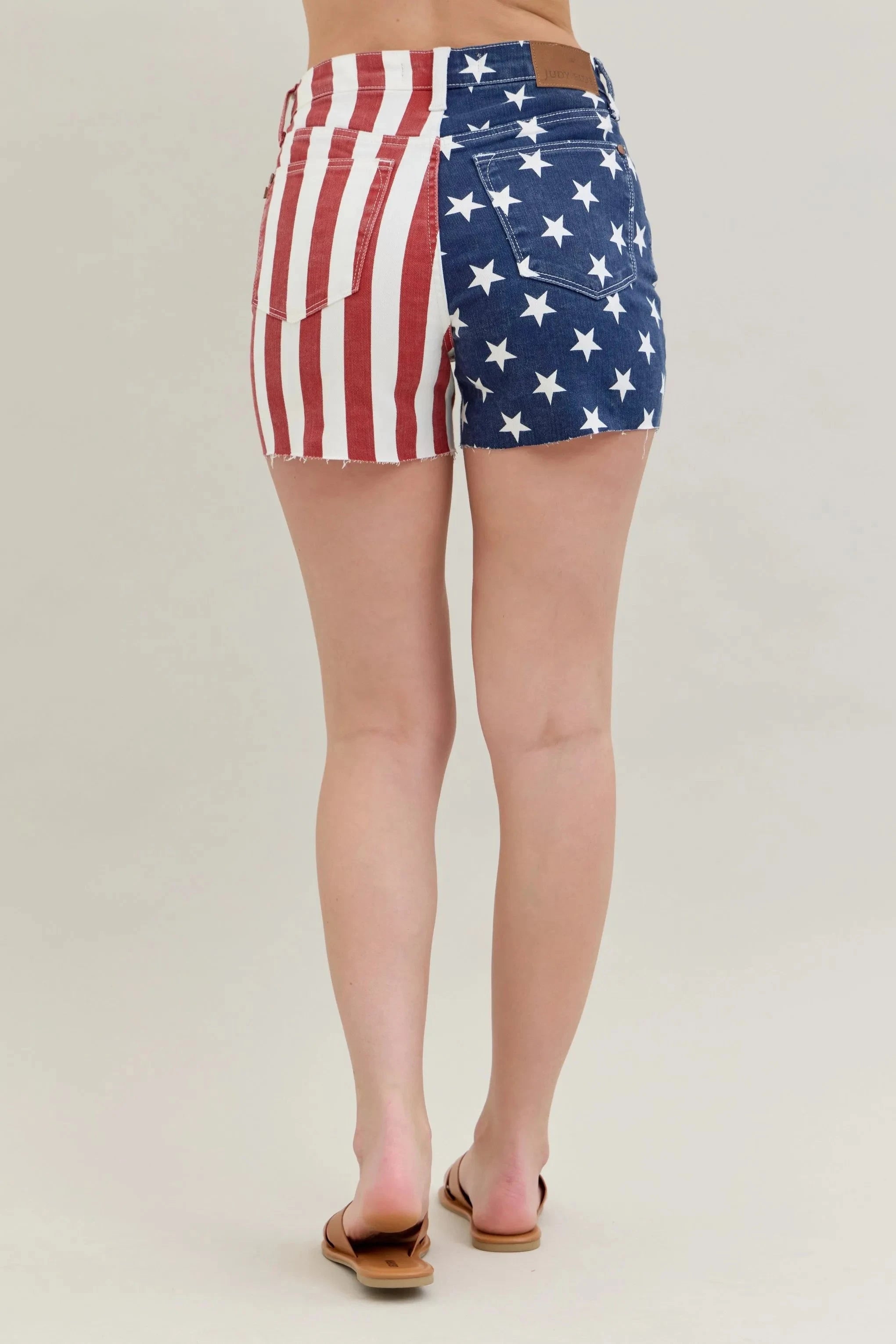 Judy Blue Full Size High Waist Americana Flag Fray Hem Shorts Plus Size