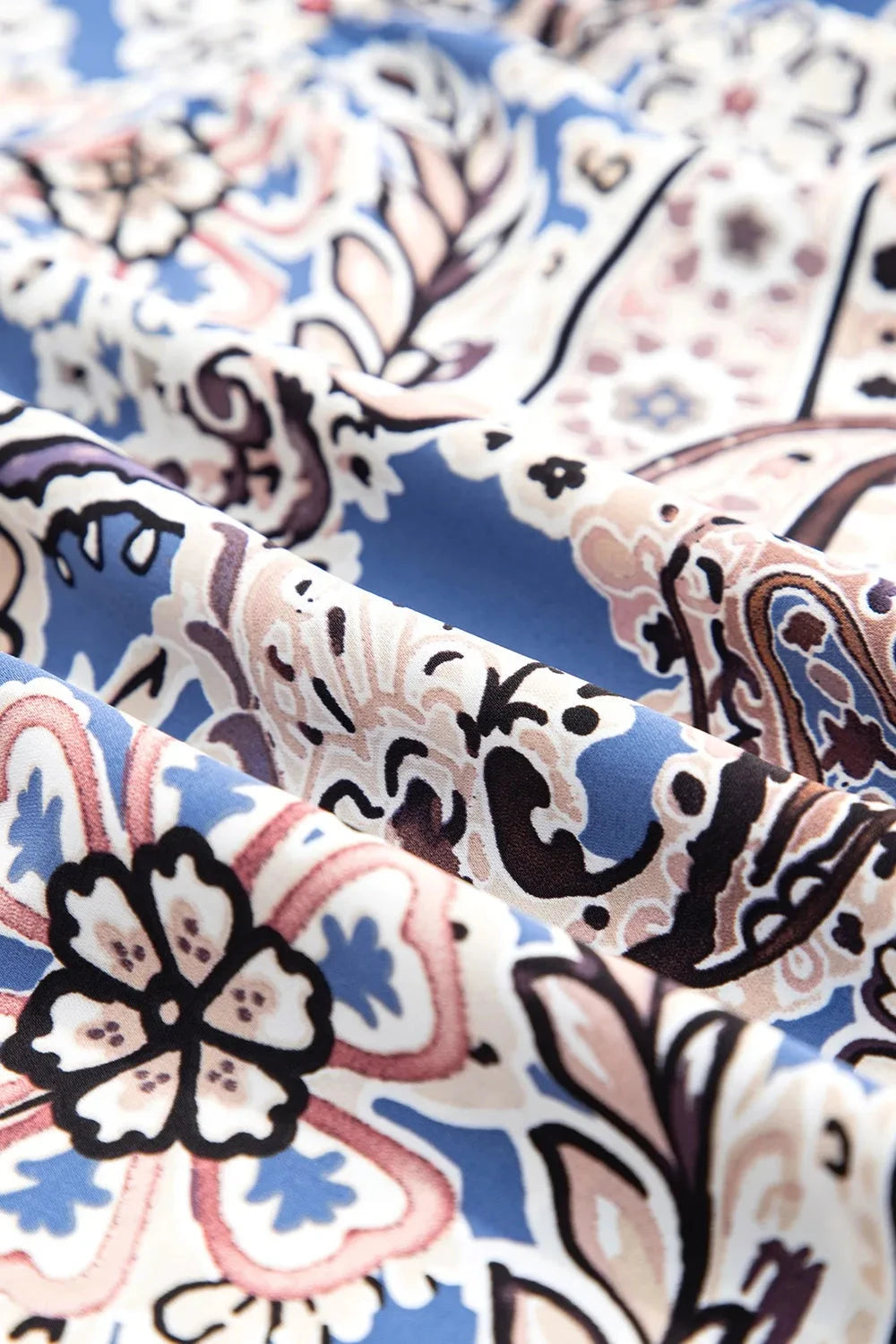 Paisley Print Twist Detail Smocked Back Spaghetti Straps Dress