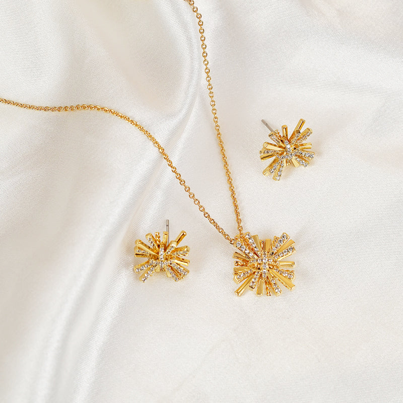 Starburst Gold-Plated Earrings and Necklace Set - Laazaar