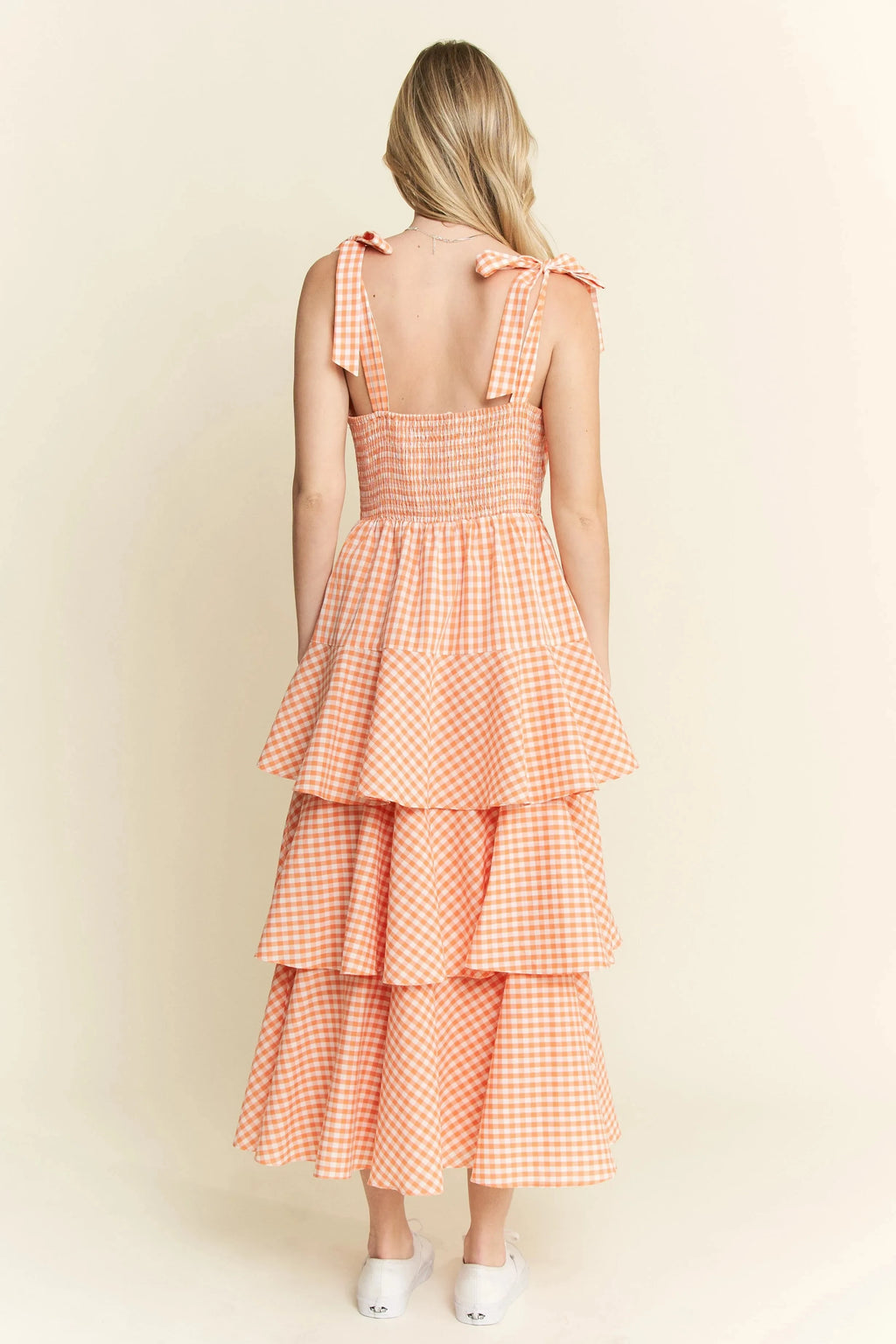 Jade By Jane Sleeveless Gingham Print Tiered Midi Dress