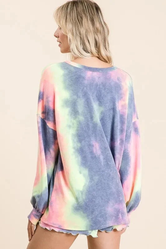 BiBi Tie Dye French Terry Top and Shorts Set