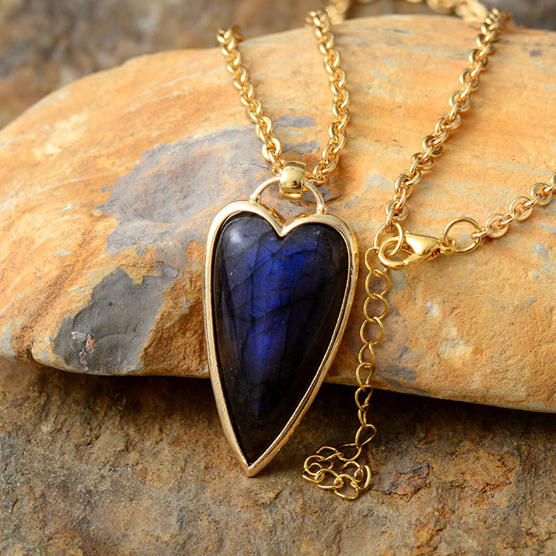Copper Labradorite Heart Shape Necklace - Laazaar