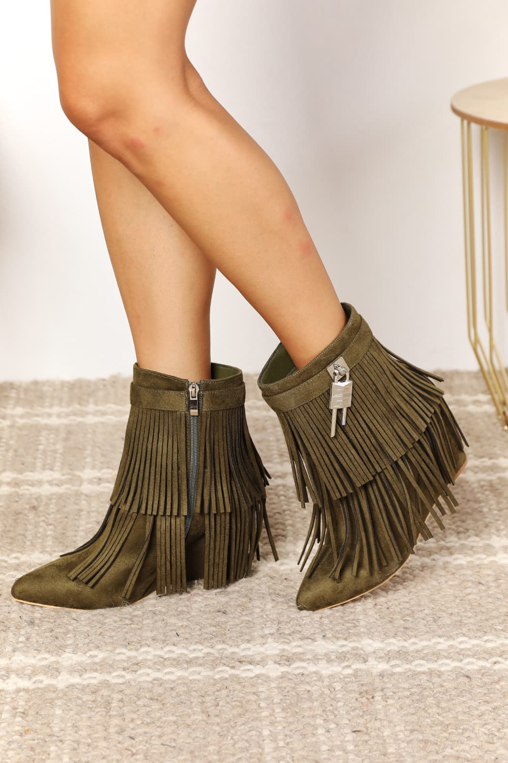 Legend Women's Tassel Wedge Heel Ankle Booties - Laazaar
