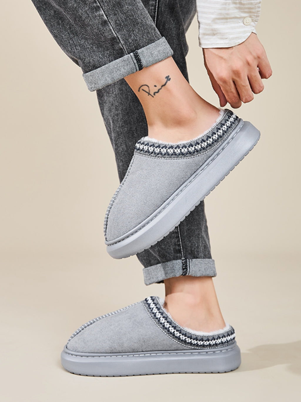 Faux Fur Suede Platform Slippers - Laazaar