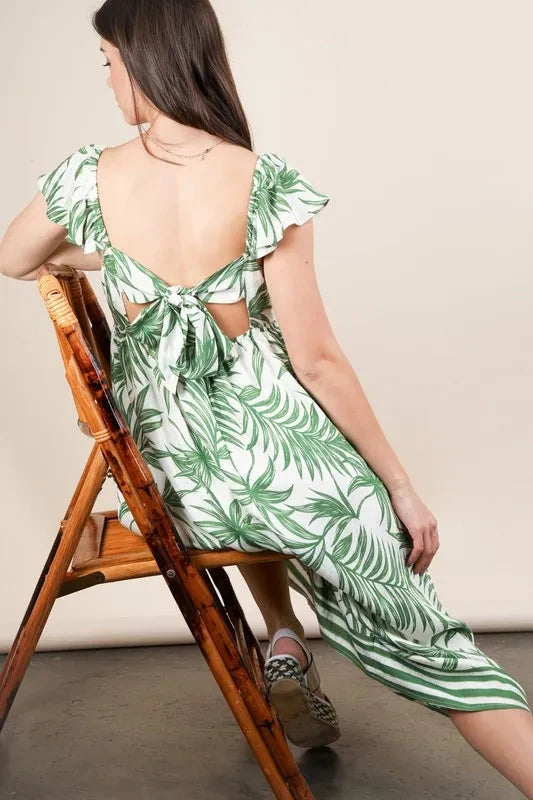 VERY J Tropical Printed Midi Summer Boho Dress