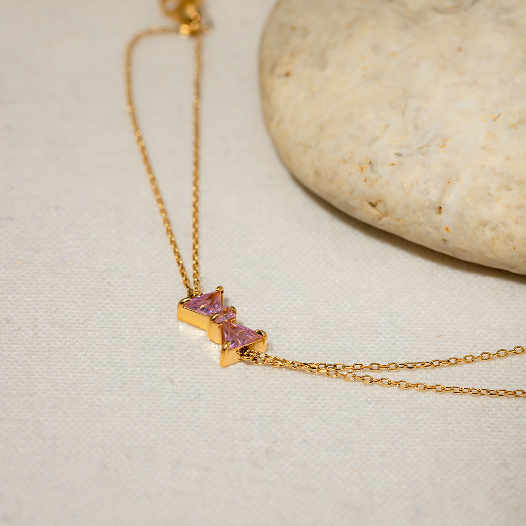 Stainless Steel Zircon Bow Bracelet - Laazaar