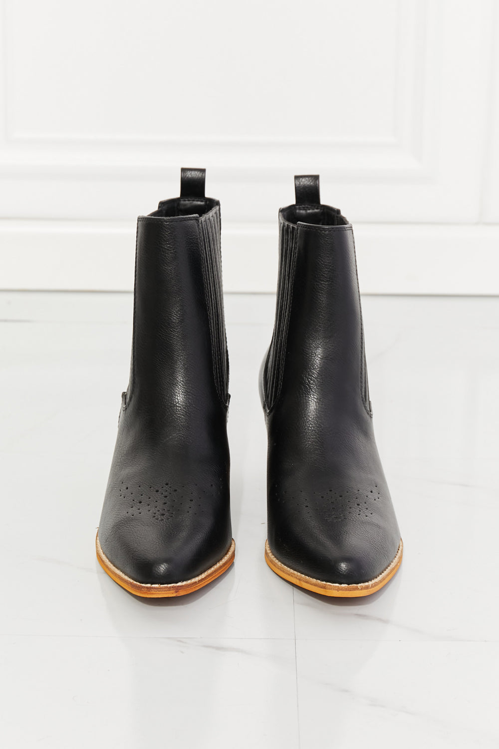 MMShoes Love the Journey Stacked Heel Chelsea Boot in Black - Laazaar