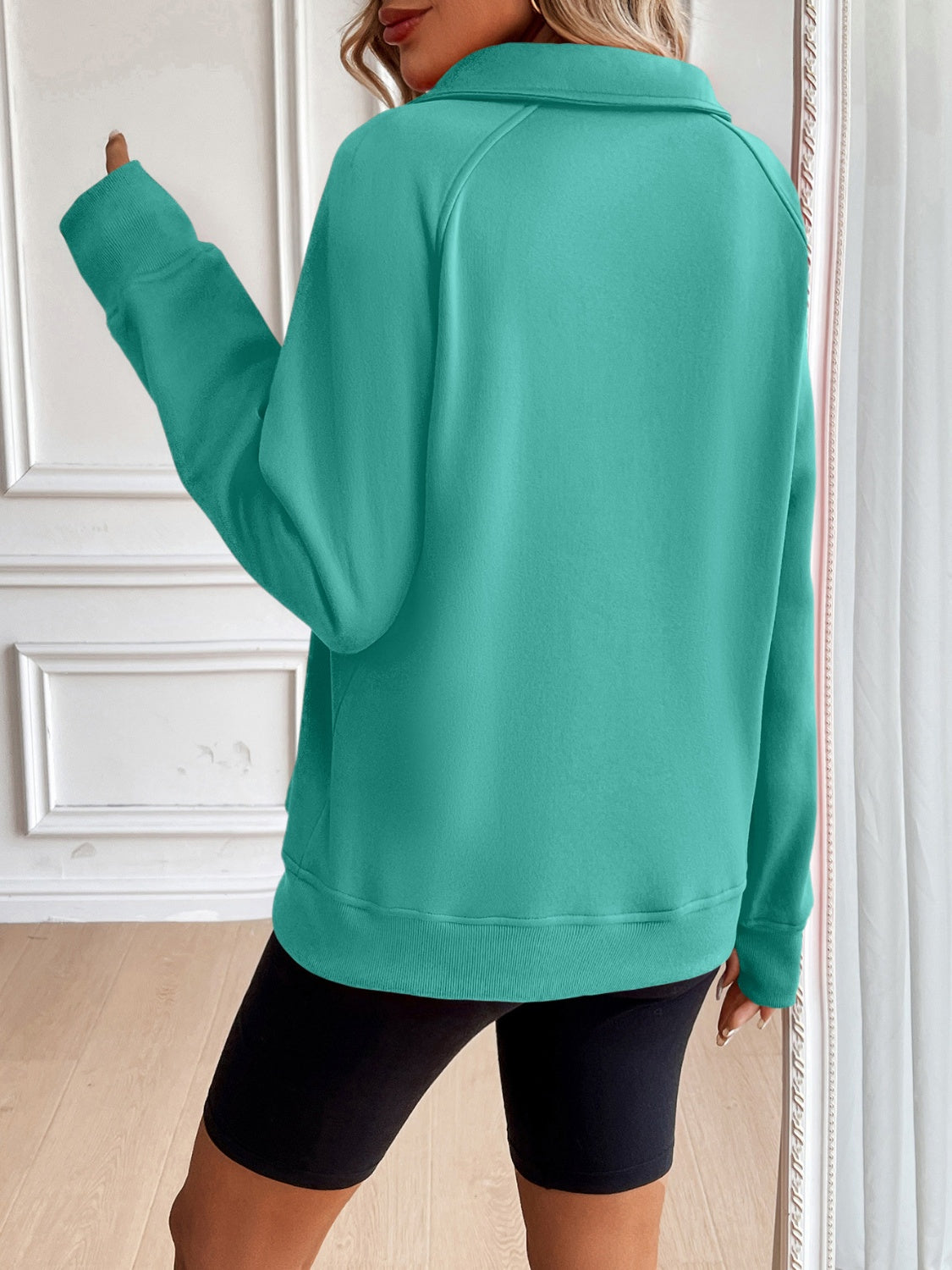 Ivy Lane Half Zip Raglan Sleeve Sweatshirt - Laazaar