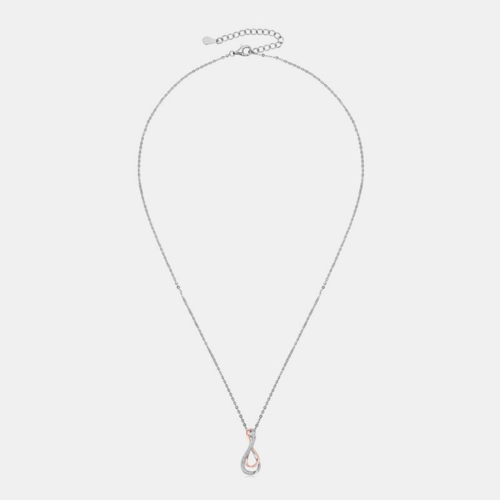 925 Sterling Silver Inlaid Moissanite Infinity Pendant Necklace - Laazaar