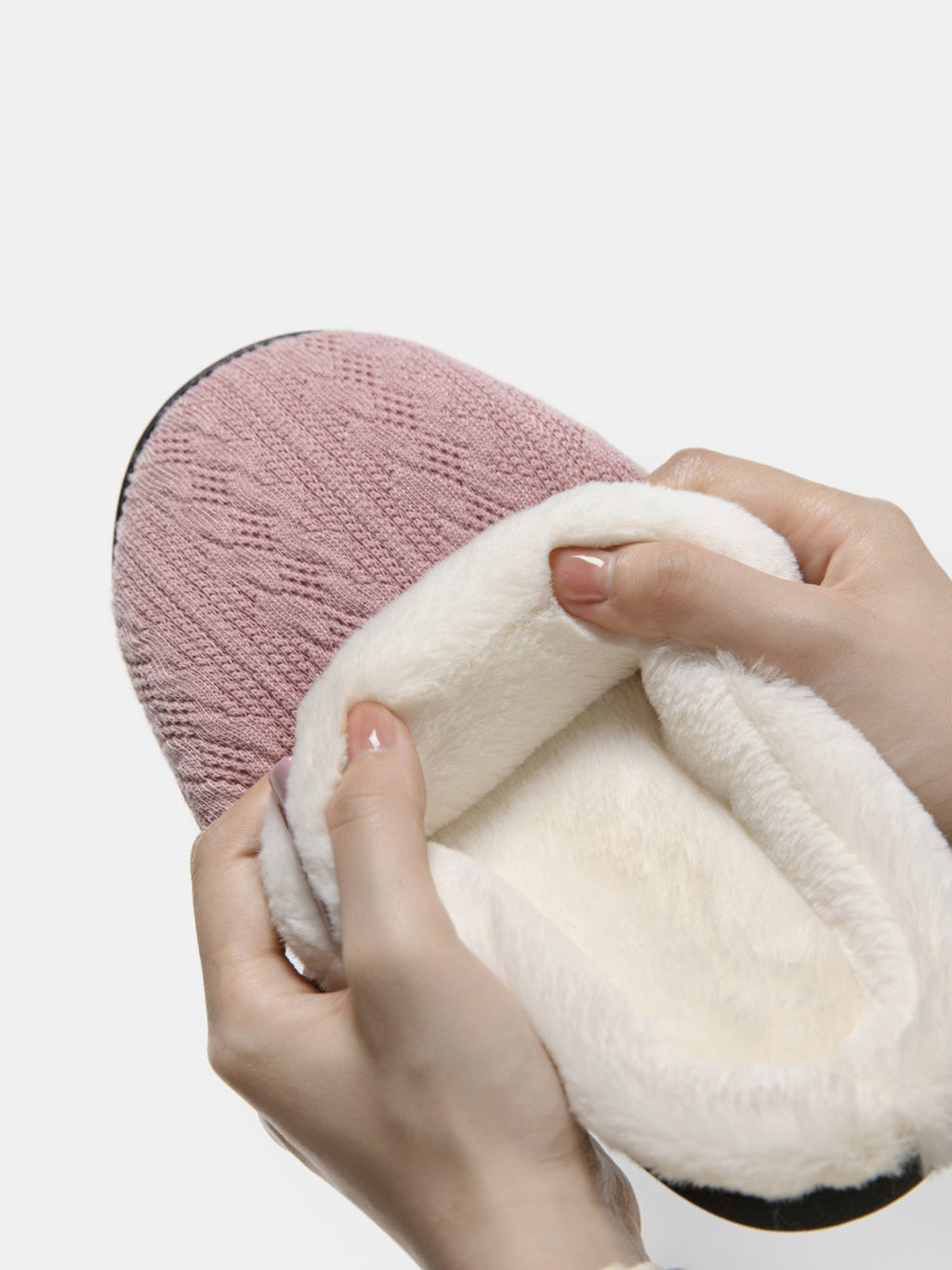 Horn Buckle Furry Texture Flat Slippers - Laazaar