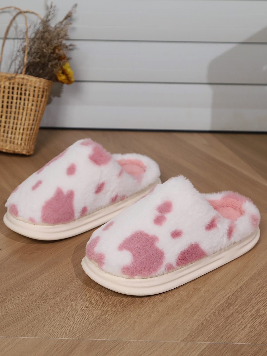 Animal Print Faux Fur Slippers - Laazaar