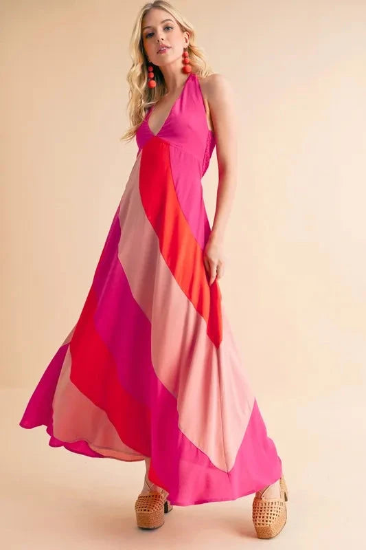 Aemi+Co Color Block Sleeveless Maxi Dress