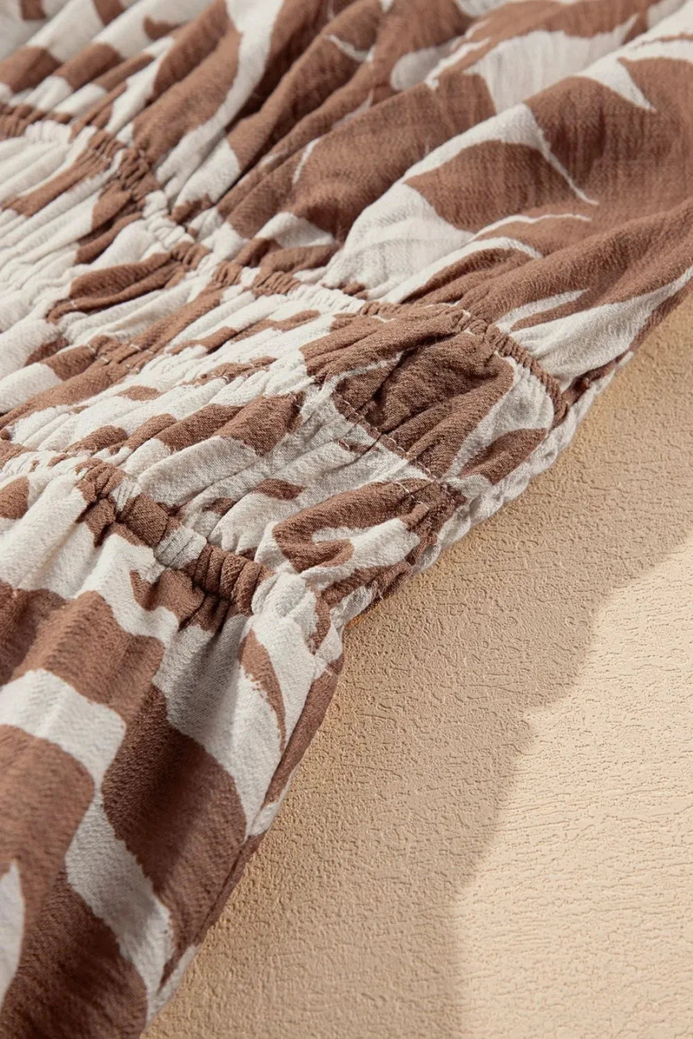 Floral Shirred High Waist Spaghetti Straps Dress