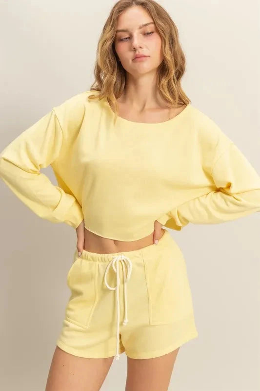 HYFVE Boat Neck Long Sleeve Cropped Top