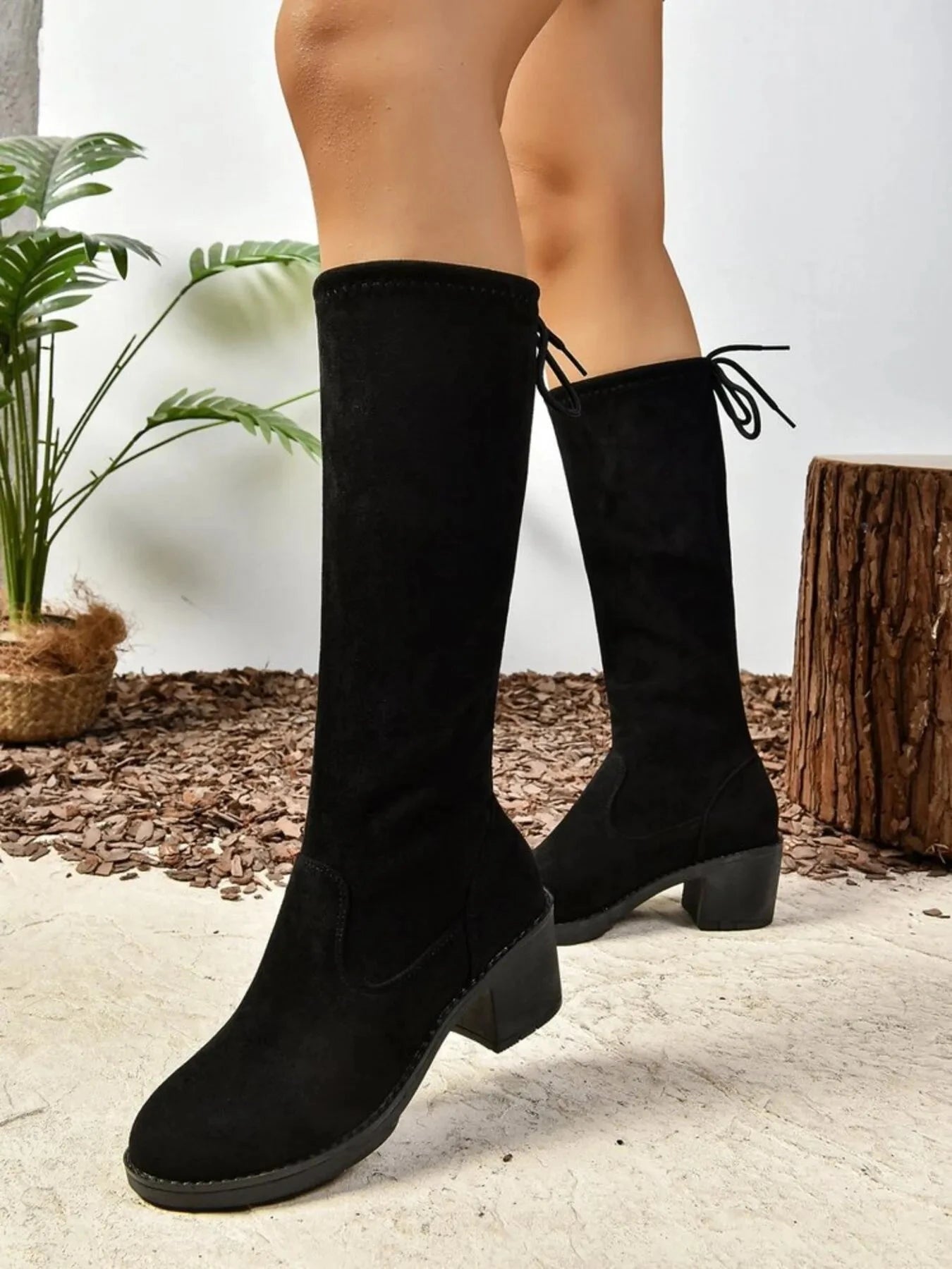 Round Toe Block Heels Boots
