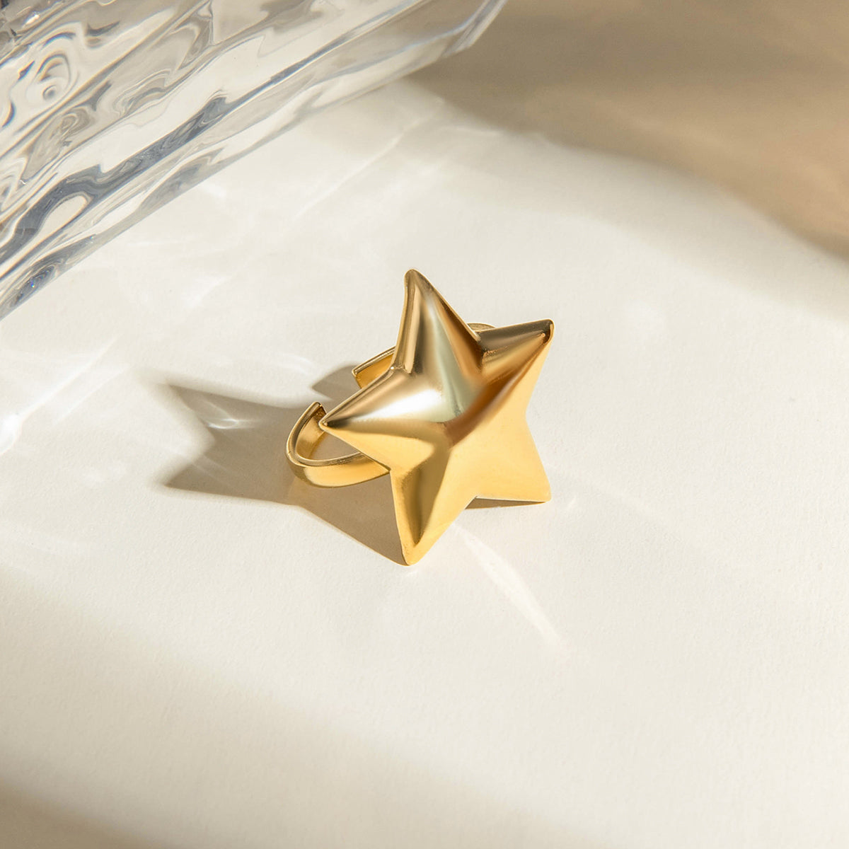 18K Gold-Plated Stainless Steel Star Ring - Laazaar