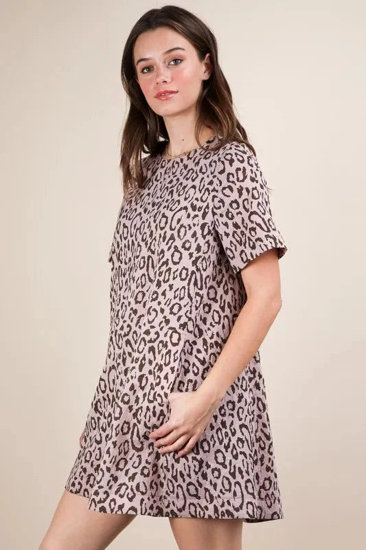 VERY J Leopard Printed Comfy Mini Dress