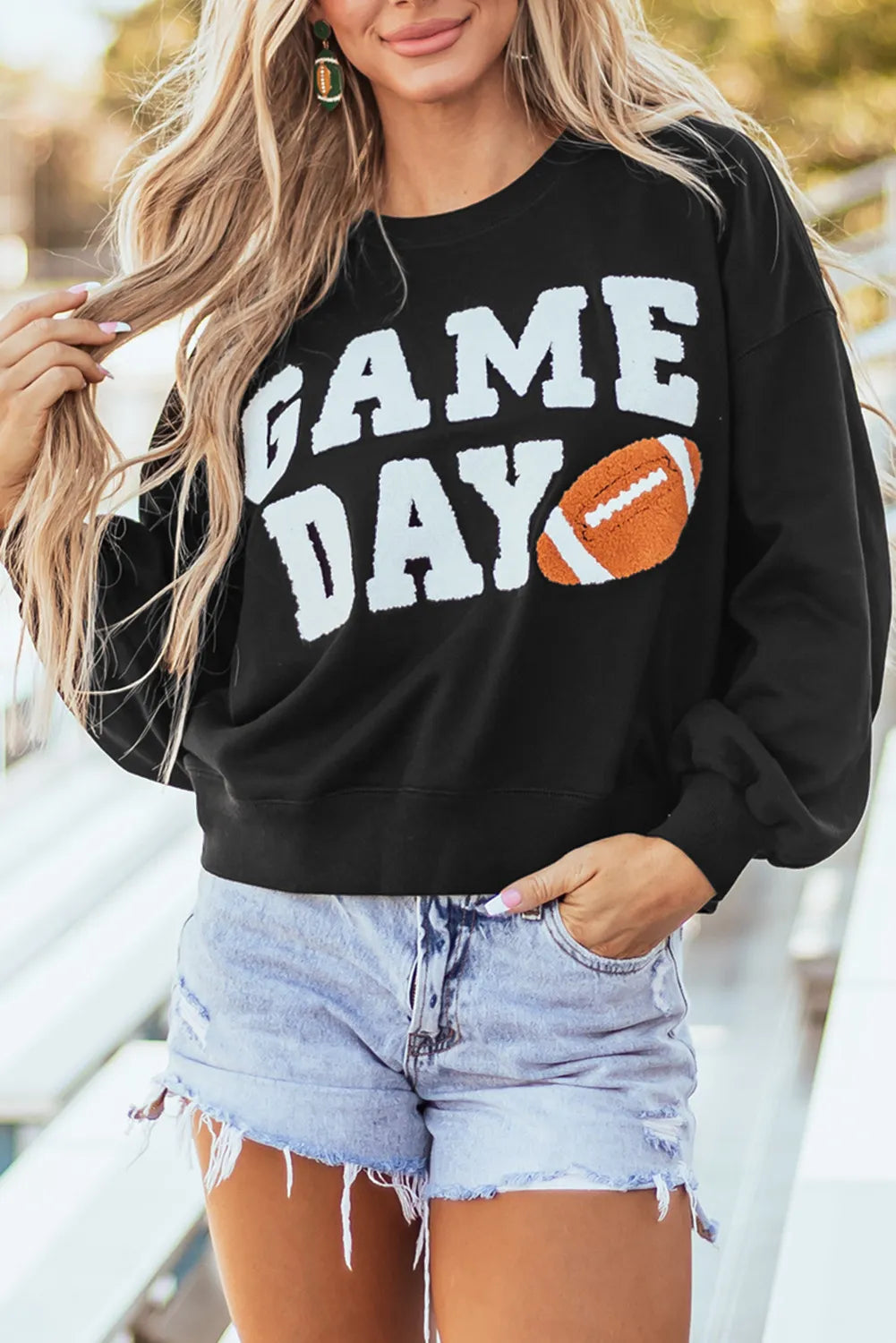 GAME DAY Round Neck Long Sleeve Sweatshirt - Laazaar